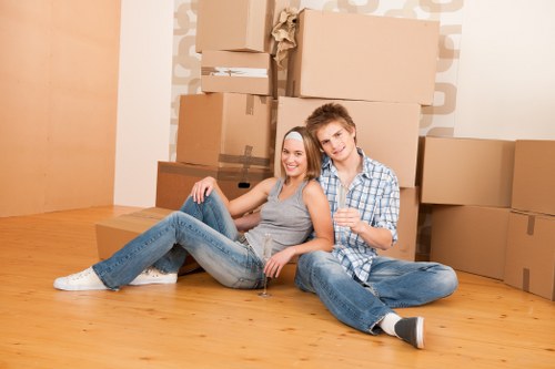 Removal team beginning a Finchley house move with careful handling of household items