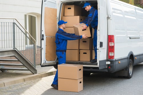 Student removals in Finchley with moving boxes and a van